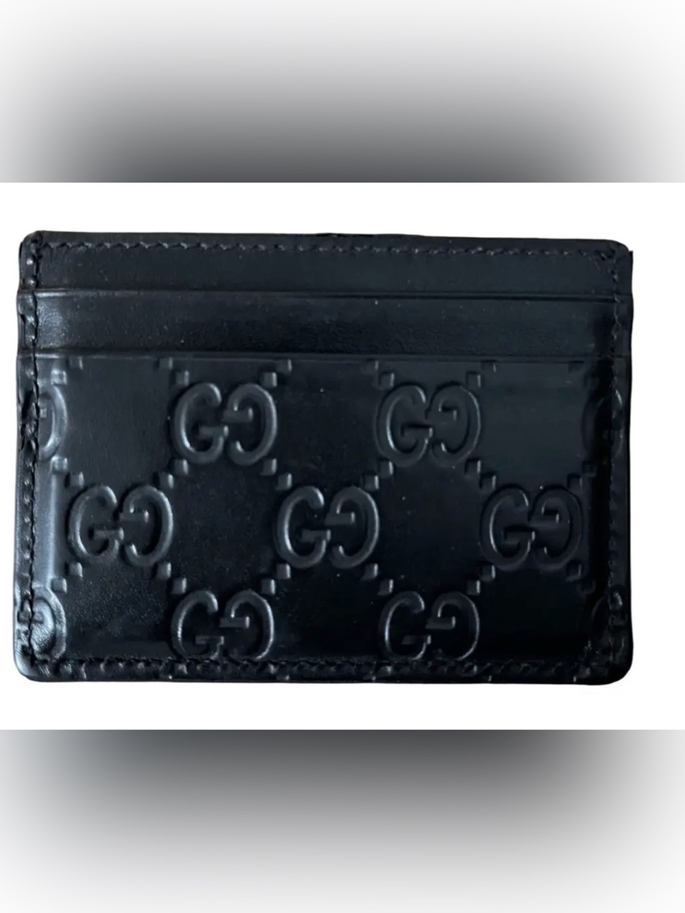 Gucci Black GG Embossed Leather Slim Card Case
